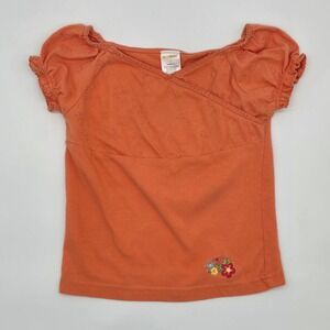 Vintage Gymboree 2007 "Beach Shack" Orange Puff Sleeve Top Kids Size 5T